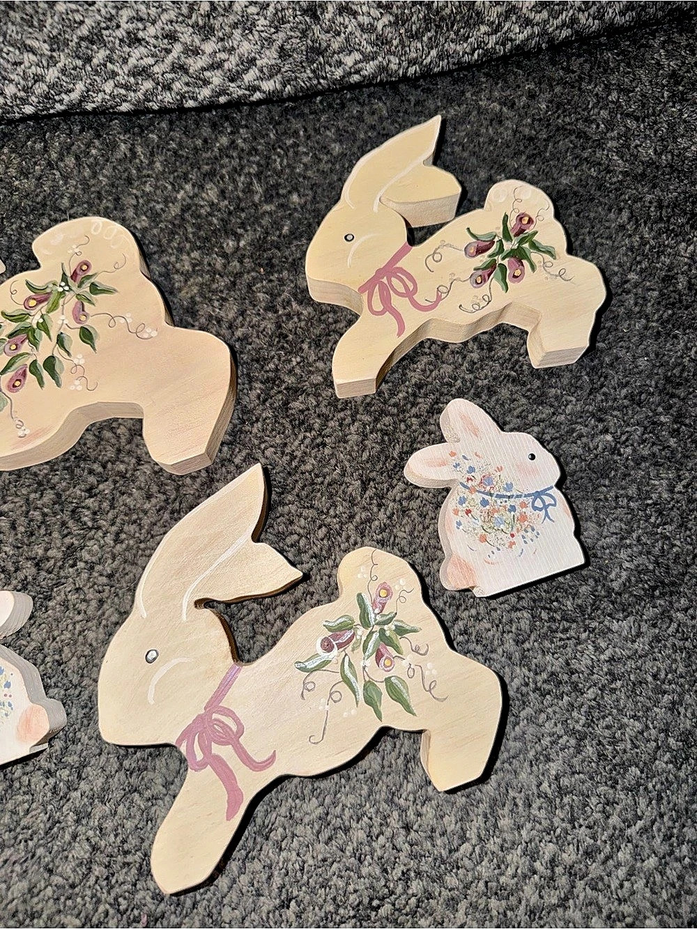 Painted Wooden Rabbit Holiday Decor Set - Picture 3 of 6